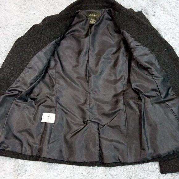 Eddie Bauer ‎ Womens Jacket Gray S Wool Rabbit Hair Coat Faux Pockets Blazer - Picture 3 of 12